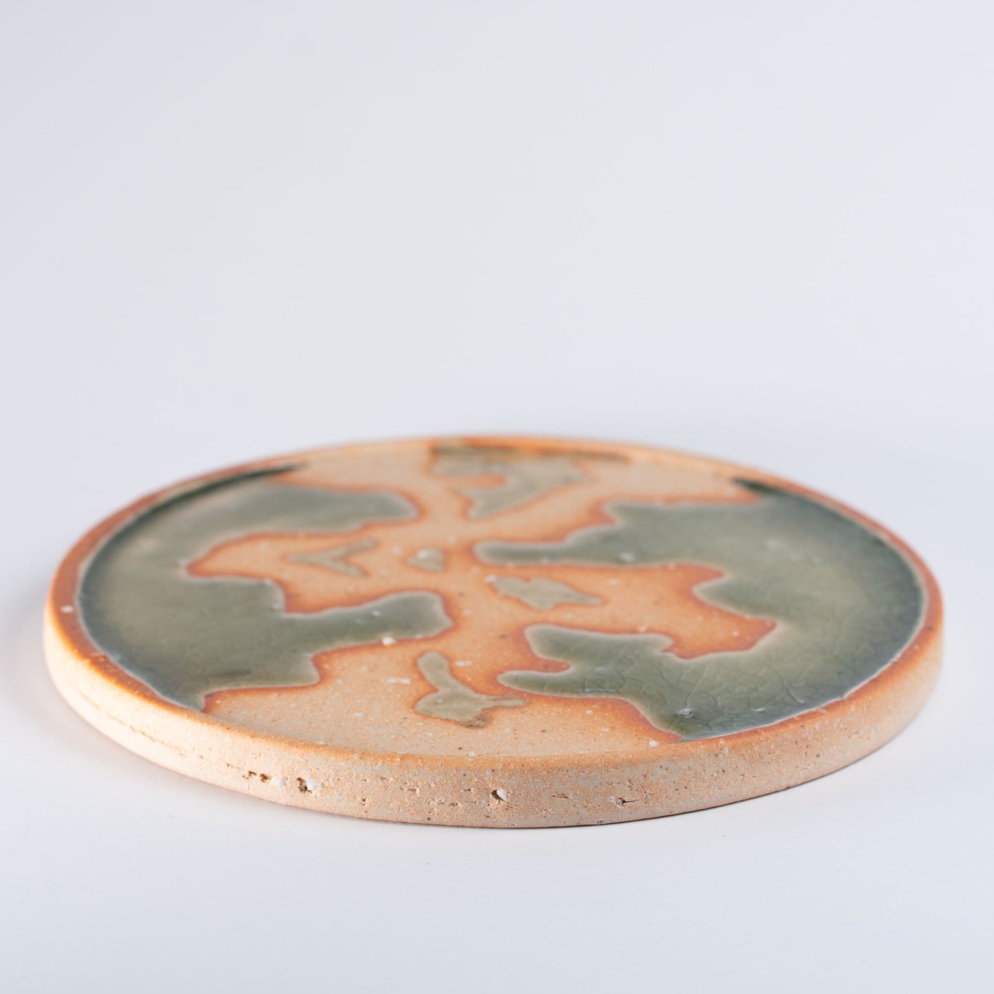 Meizan Kiln Old Shigaraki Plate - Green Glaze