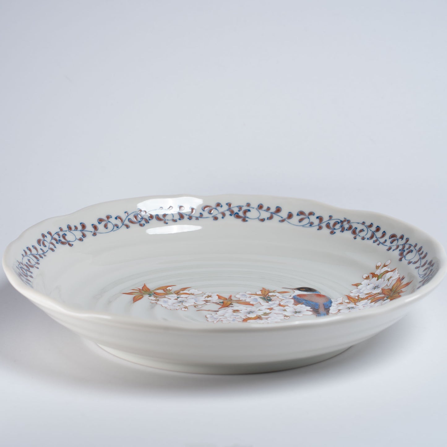 Kutani Ware Handmade Sakura and Bird Plate