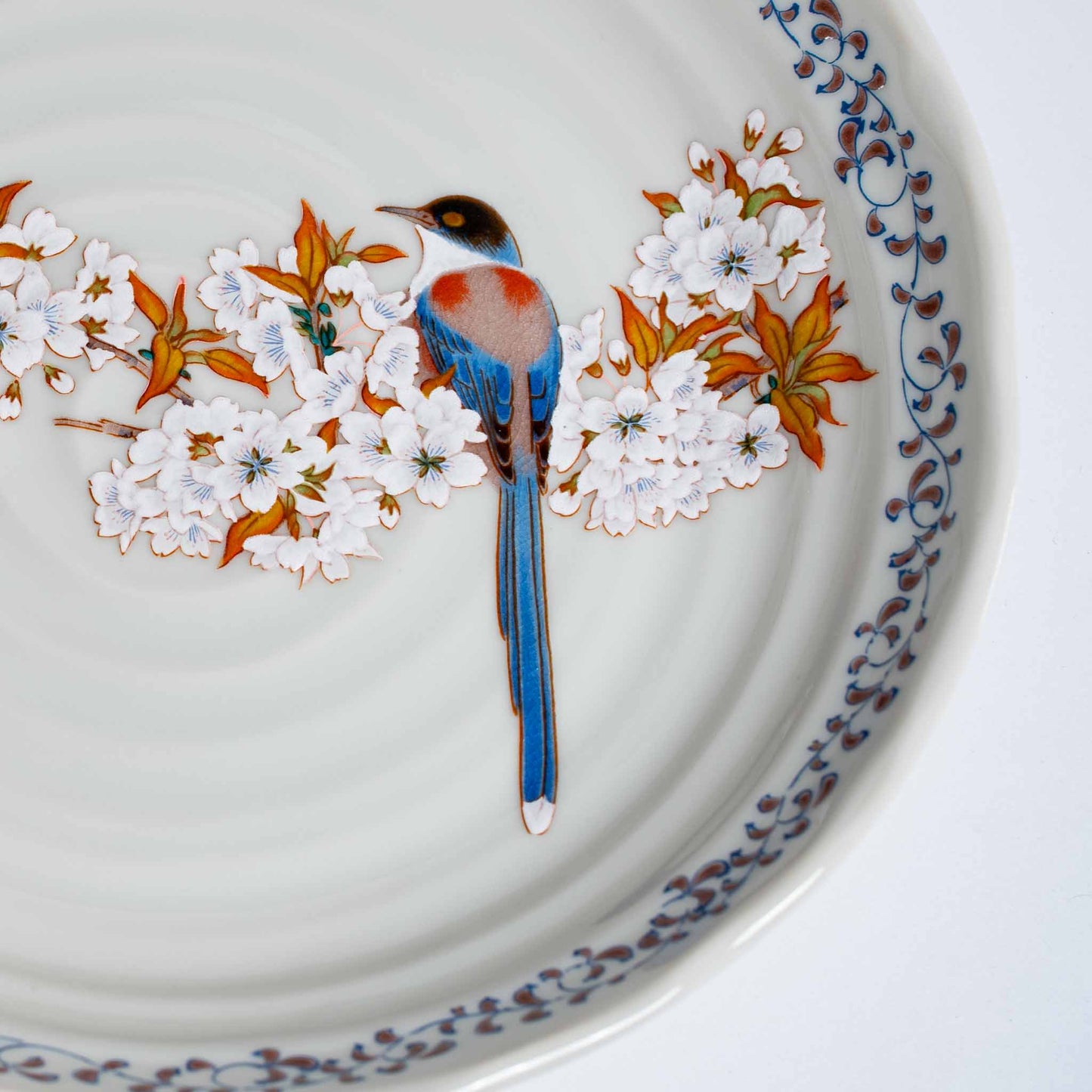 Kutani Ware Handmade Sakura and Bird Plate