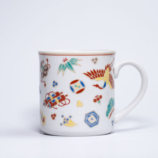 Stylish Kutani Ware Mug, Made in Japan