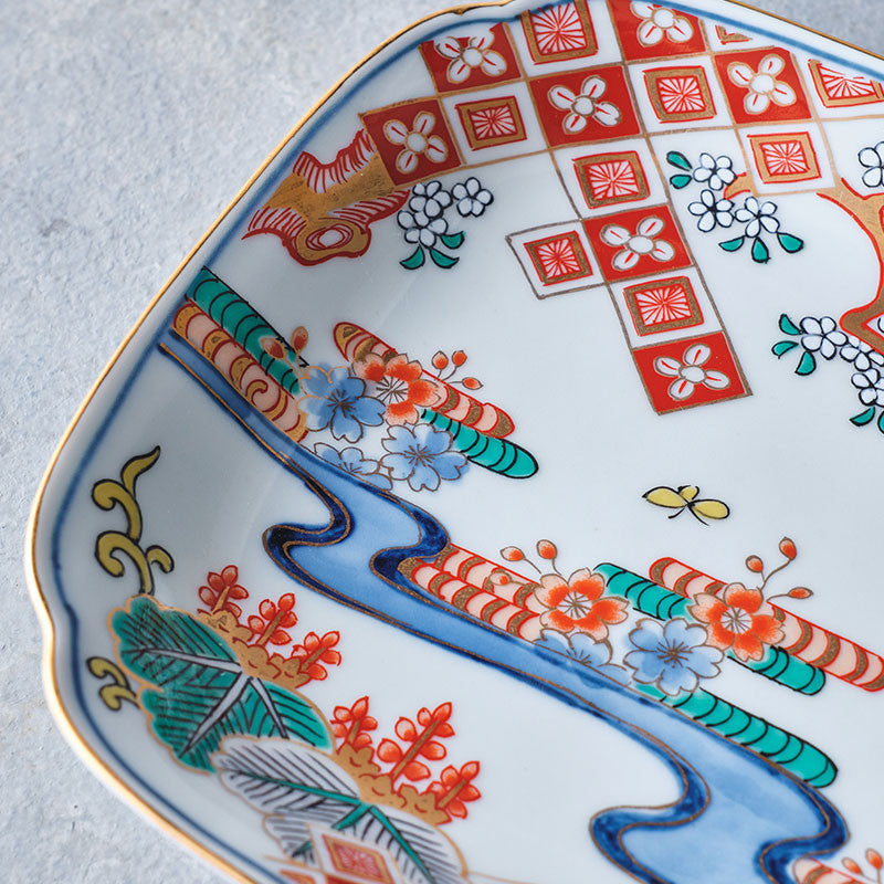 Kuro Hayashi Old Imari Flowing Water Square Plate