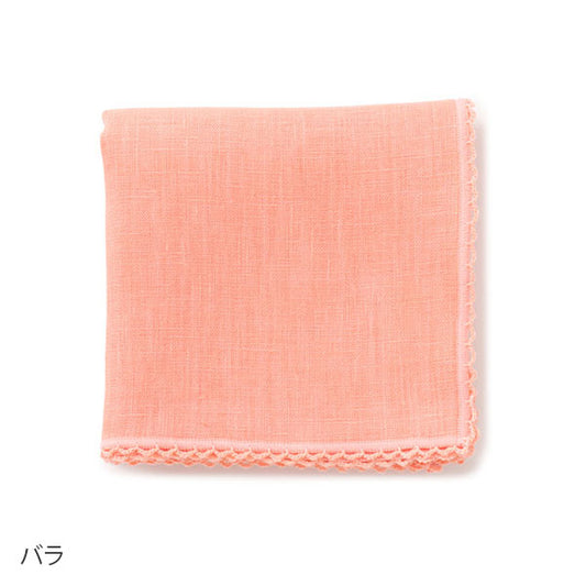 Linen handkerchief dyed with flowers - Rose